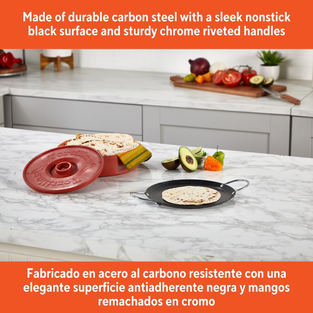 Comal Griddle Round - 9 Inch Carbon Steel Nonstick Round