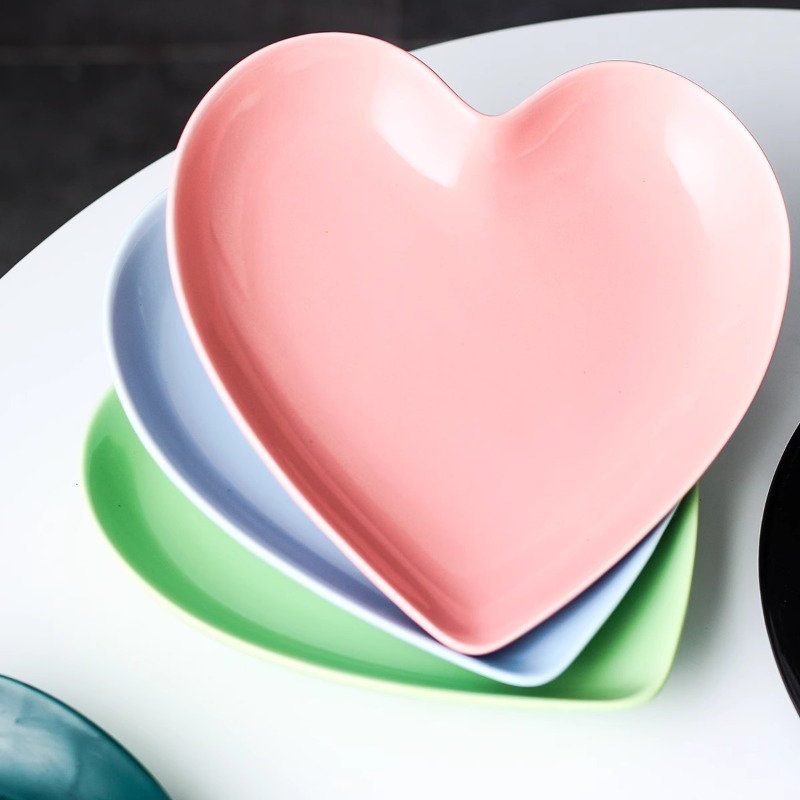 Creative Pink Heart Ceramic Pl - Home Cooking Order 评论和价格